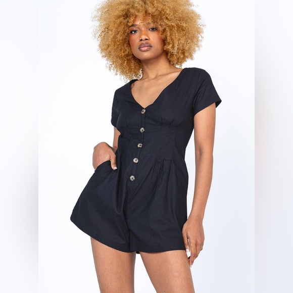 Princess Polly Adi Romper in Black Size 0 New with tag